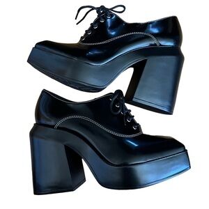 GB Black City-Girl Oxford Platform Pumps Size 10